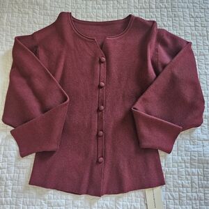 COMMENSE - NWT - Burgundy Button-Front Knit Cardigan